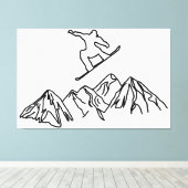 Snowboarder in den Bergen, 02 Canvas Afdruk (Insitu (Houten vloer))