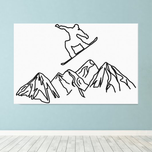 Snowboarder in den Bergen, 02 Canvas Afdruk (Insitu (Houten vloer))