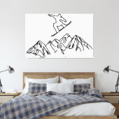 Snowboarder in den Bergen, 02 Canvas Afdruk (Insitu (Slaapkamer))
