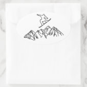 Snowboarder in den Bergen, 02 Ovale Sticker (Tas)