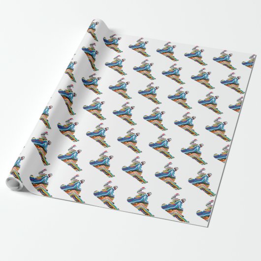 Snowboarder in Psychedelic Zebra Print Cadeaupapier (Uitgerold)