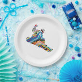 Snowboarder in Psychedelic Zebra print Papieren Bordje (Feest)