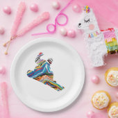 Snowboarder in Psychedelic Zebra print Papieren Bordje (Feest)