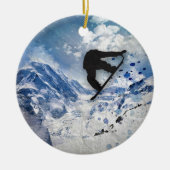 Snowboarder in vlucht keramisch ornament (Voorkant)