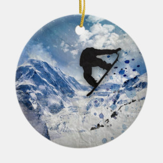 Snowboarder in vlucht keramisch ornament
