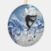 Snowboarder in vlucht keramisch ornament (Links)