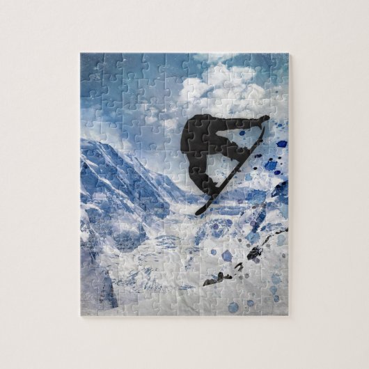 Snowboarder in vlucht legpuzzel (Verticaal)