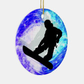 Snowboarder in Whiteout Keramisch Ornament (Rechts)