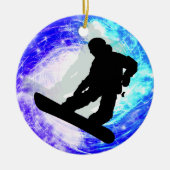 Snowboarder in Whiteout Keramisch Ornament (Voorkant)