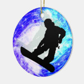 Snowboarder in Whiteout Keramisch Ornament (Links)