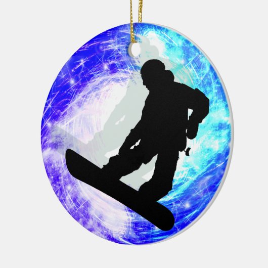 Snowboarder in Whiteout Keramisch Ornament (Links)