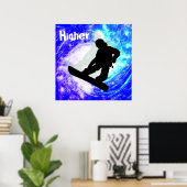 Snowboarder in Whiteout Poster (Thuiskantoor)