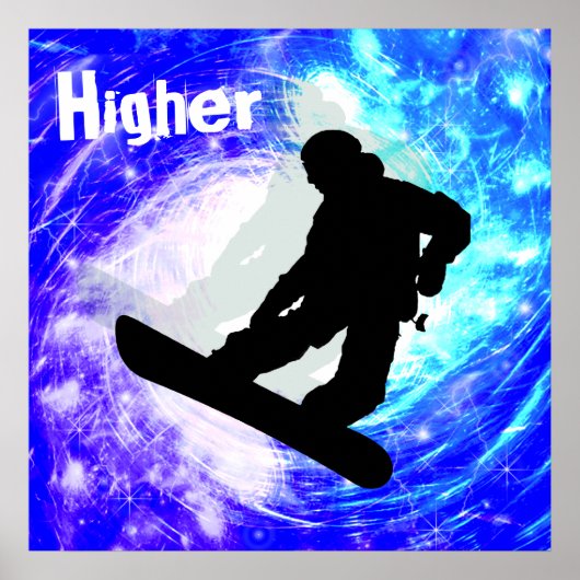Snowboarder in Whiteout Poster (Voorkant)