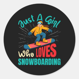 Snowboarder is een meisje dat dol is op snowboarde ronde sticker