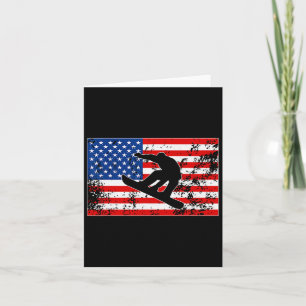 Snowboarder Jumping Amerikaanse vlag Snowboarden Kaart