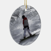 Snowboarder "just cruisin" Wintersport Gift Keramisch Ornament (Rechts)