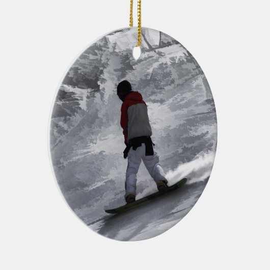 Snowboarder "just cruisin" Wintersport Gift Keramisch Ornament (Rechts)