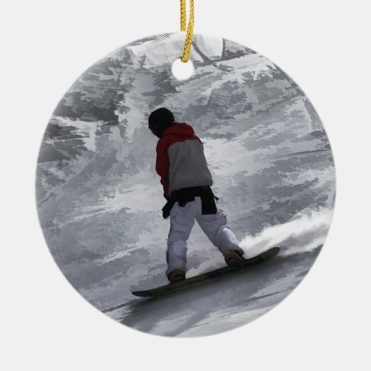 Snowboarder "just cruisin" Wintersport Gift Keramisch Ornament (Voorkant)