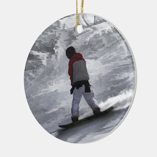 Snowboarder "just cruisin" Wintersport Gift Keramisch Ornament (Links)