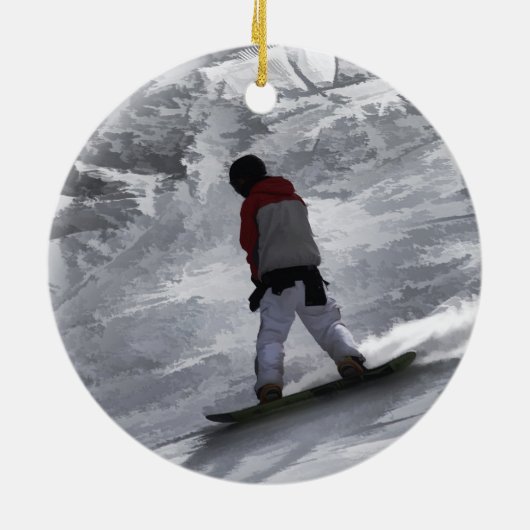 Snowboarder "just cruisin" Wintersport Gift Keramisch Ornament (Achterkant)