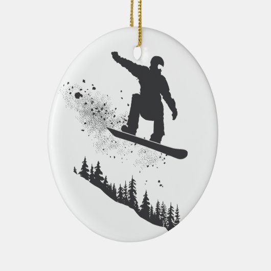 Snowboarder Keramisch Ornament (Rechts)