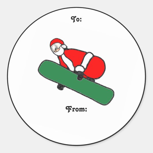 Snowboarder kerstcadeaus voor Snowboarder Ronde Sticker (Voorkant)