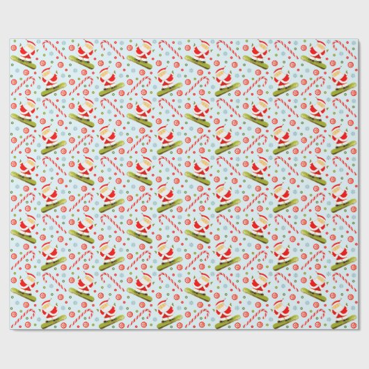 Snowboarder kerstfeestdag cadeautje cadeaupapier (Vlak)