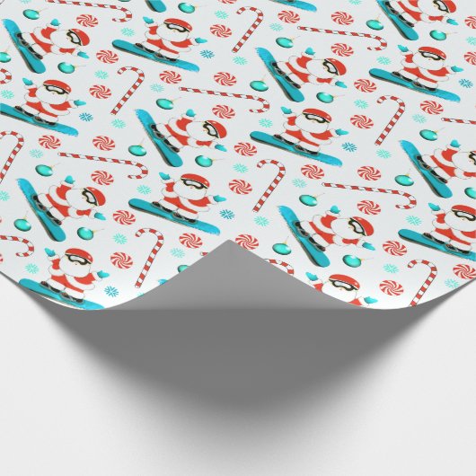 Snowboarder kerstfeestdag cadeautje cadeaupapier (Hoek)