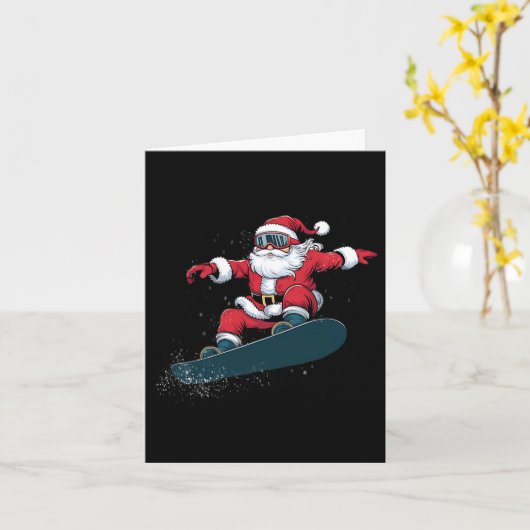Snowboarder kerstkerstman Snowboard Snowbo Kaart (Gele Bloem)