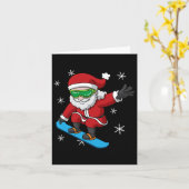 Snowboarder kerstkerstman Snowboard Snowbo Kaart (Gele Bloem)