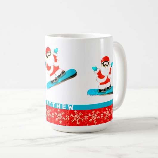 Snowboarder Kerstmis Koffiemok (Voorkant rechts)