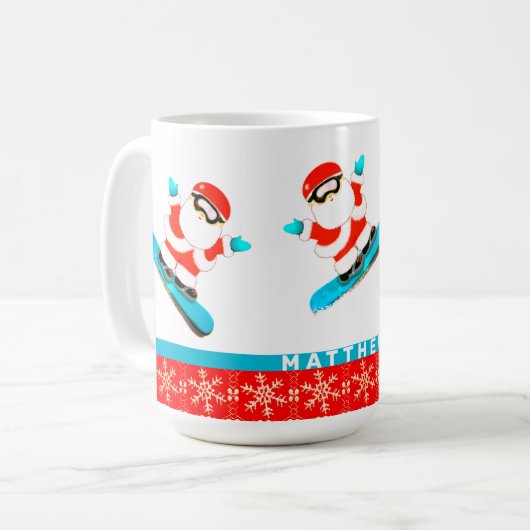 Snowboarder Kerstmis Koffiemok (Voorkant links)