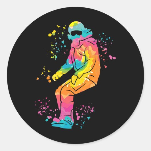Snowboarder Kleurrijk Snowboard Snowboarden 19 Ronde Sticker (Voorkant)