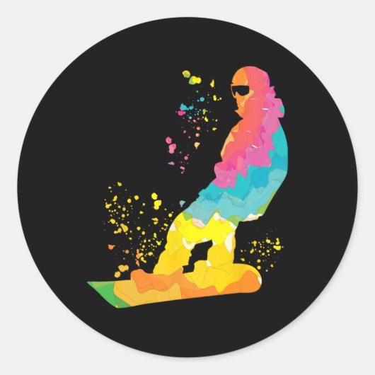 Snowboarder Kleurrijk Snowboard Snowboarden 30 Ronde Sticker (Voorkant)