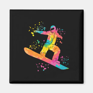Snowboarder Kleurrijk Snowboard Snowboarden 44 Magneet