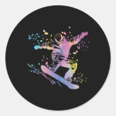 Snowboarder Kleurrijk Snowboard Snowboarden 48 Ronde Sticker (Voorkant)