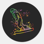 Snowboarder Kleurrijk Snowboard Snowboarden 8 Ronde Sticker (Voorkant)