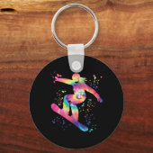 Snowboarder Kleurrijk Snowboard Snowboarden Sleutelhanger (Voorkant)