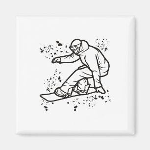 Snowboarder Kleurrijke Snowboard Snowboarden &# Magneet