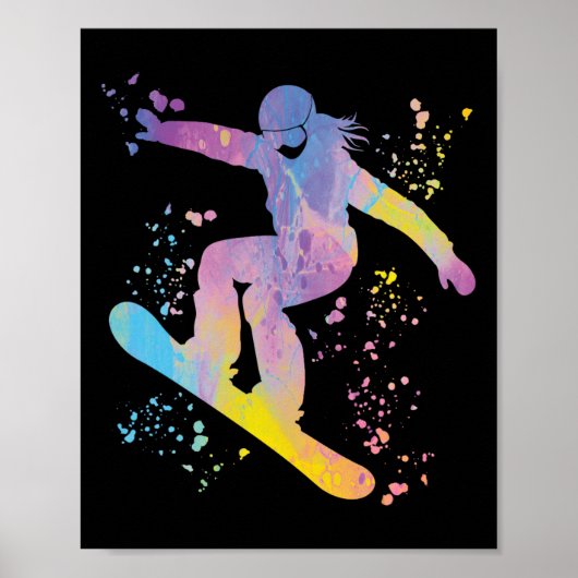 Snowboarder Kleurrijke Snowboard Snowboarden &#; Poster (Voorkant)