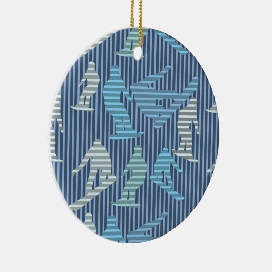 Snowboarder lijnen keramisch ornament (Rechts)