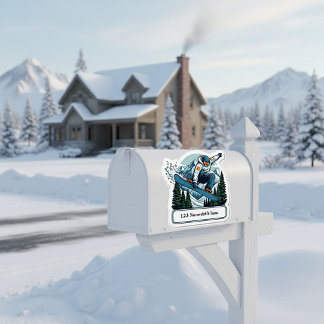 Snowboarder mailbox address sticker