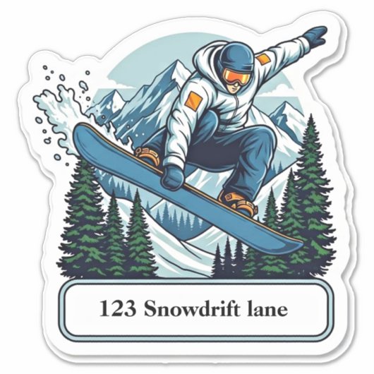 Snowboarder mailbox address sticker (Voorkant)