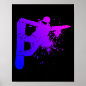 Snowboarder Mannen Snowboarding Wintersport Poster (Voorkant)