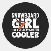 Snowboarder Meisje Snowboard Snowboard Gifts Wint Ronde Sticker (Voorkant)