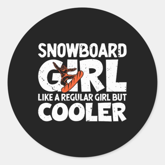 Snowboarder Meisje Snowboard Snowboard Gifts Wint Ronde Sticker (Voorkant)