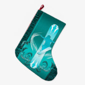 Snowboarder met bloemelementen grote kerstsok (Voorkant (Hangend))