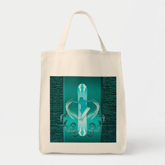 Snowboarder met bloemelementen tote bag (Voorkant)