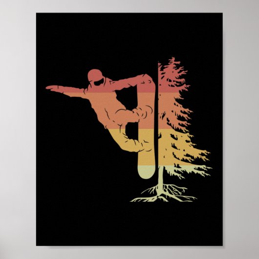 Snowboarder met boom van de piste poster (Voorkant)