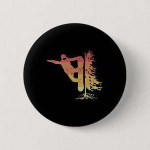 Snowboarder met boom van de piste ronde button 5,7 cm